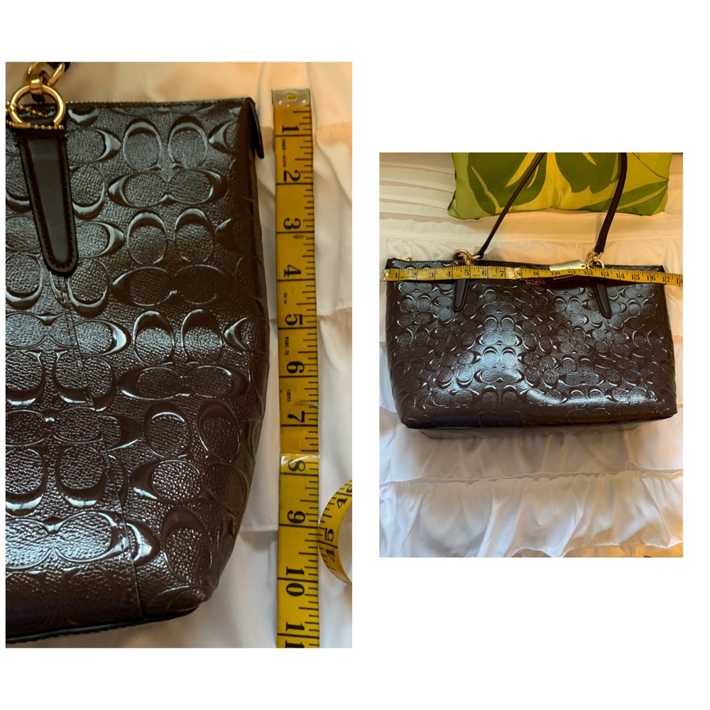 COACH Ava Embossed Signature Patent Leather Crossbody Bag Tote, Burgundy/Wine - Picture 16 of 16